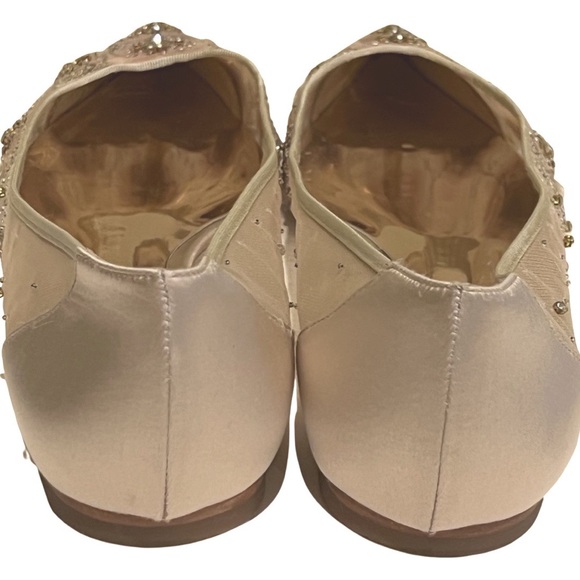 Pre-owned Badgley Mischska Collection Satin Crystal Skimmer wedding Flat 9M - Picture 6 of 11